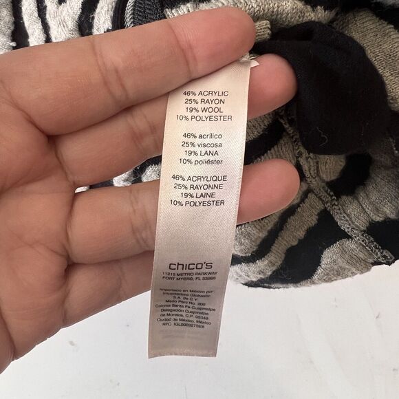 Chico's Cardigan Sweater Jacket 0 S small 4 Asymmetric Zip Boiled Wool Knit Zip - Picture 9 of 11